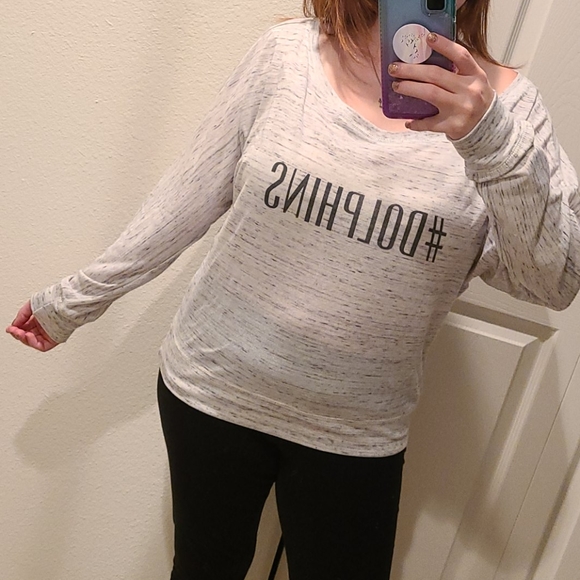 Bella #Dolphins Long Sleeve Off The Shoulder Top - Picture 11 of 14